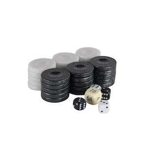 Acrylic Pearl Black Backgammon Checkers Pieces – 36 mm