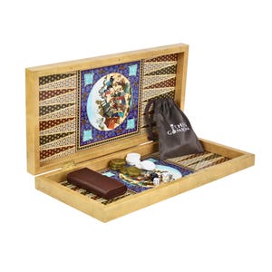 Personalized Handmade Khatam Design Backgammon Set Wooden Family Game