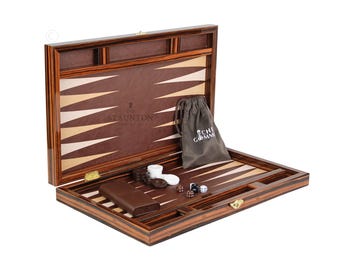 Handmade Leather Backgammon Set 24 Inch Regal Design, Family Game