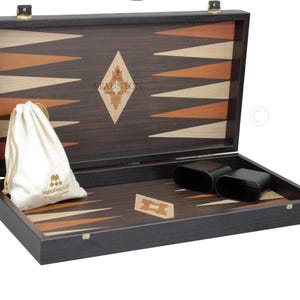 Personalised Handmade 20 Inch Manopoulos Wenge Backgammon Set with Dices and Dice Cups