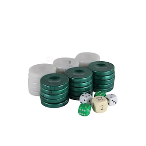 Pezzi del backgammon personalizzati in acrilico verde perla – 36 mm