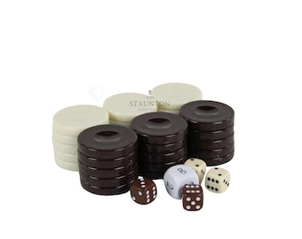 Personalised Acrylic Brown Backgammon Pieces – 26 mm