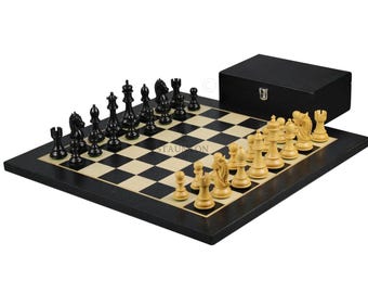 Handmade Helena Staunton Chess Set 20" Flat Board, Weighted Pieces