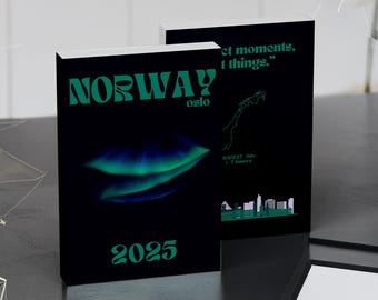 Szablon fotoksiążki z podróży po Norwegii: konfigurowalny ebook Canva (do pobrania w wersji cyfrowej)