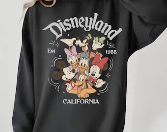 Retro Disneyland California Sweatshirt, Disneyland Est 1955 Crewneck, Vintage Mickey and Friends Hoodie, Disney Family Trip Gift