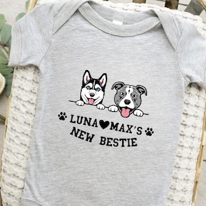 New Best Friend Bodysuit, Custom Baby Bodysuit, Protected By Dog Shirt, Baby Shower Gift, Kid Gift, Personalized Dog Name, Dog Lover Shirt