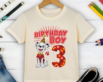 Custom Paw Patrol Birthday Tee, Patrol Birthday Shirt, Custom Year Birthday Tee,  Custom Birthday Patrol Tee, 3th Birthday Party Shirt