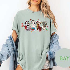 Disney Frozen Christmas Shirt Comfort Colors – Holiday Elsa Anna Olaf Reindeer Tee