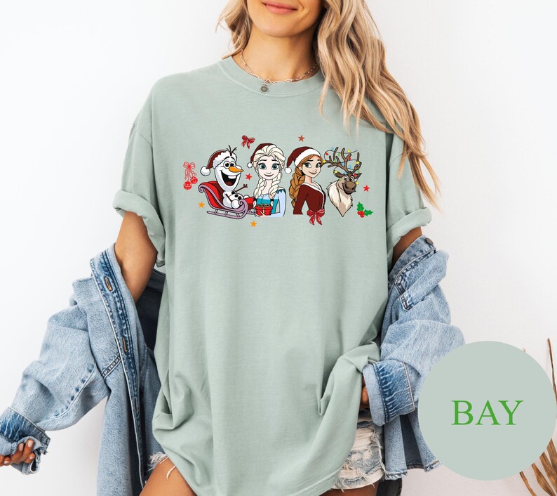Disney Frozen Christmas Shirt Comfort Colors – Holiday Elsa Anna Olaf Reindeer Tee