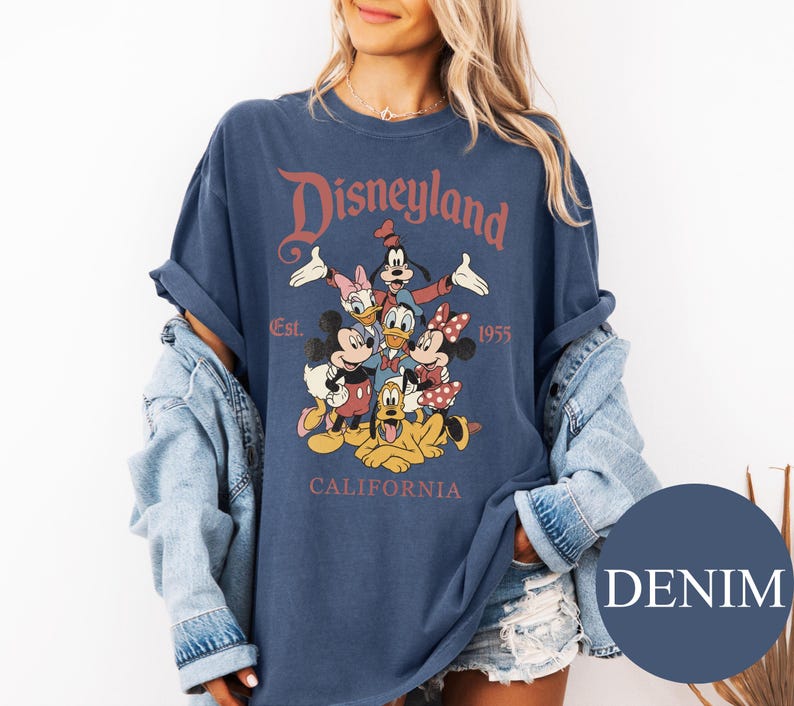 Retro Disneyland California Shirt, Disneyland Est 1955 Tee, Vintage Mickey and Friends T-Shirt, Disney Family Trip Gift
