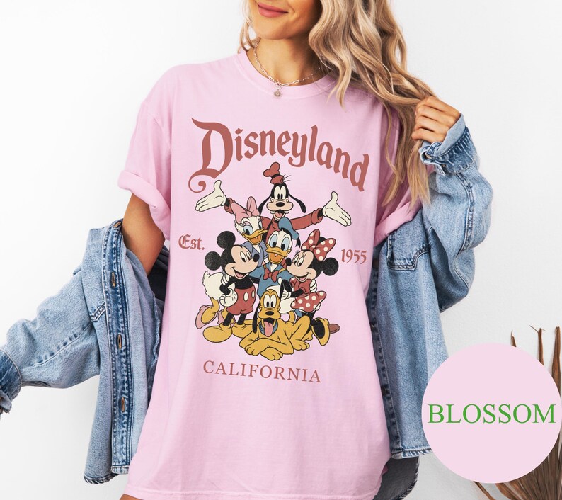 Retro Disneyland California Shirt, Disneyland Est 1955 Tee, Vintage Mickey and Friends T-Shirt, Disney Family Trip Gift