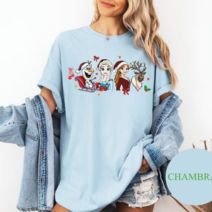 Disney Frozen Christmas Shirt Comfort Colors – Holiday Elsa Anna Olaf Reindeer Tee