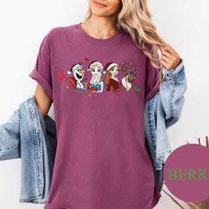 Disney Frozen Christmas Shirt Comfort Colors – Holiday Elsa Anna Olaf Reindeer Tee