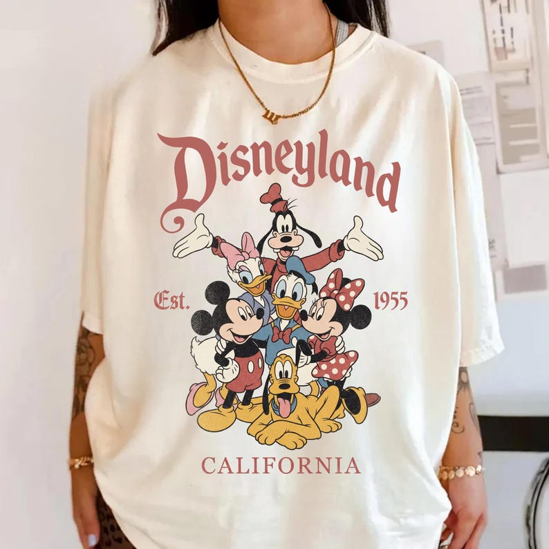 Retro Disneyland California Shirt, Disneyland Est 1955 Tee, Vintage Mickey and Friends T-Shirt, Disney Family Trip Gift