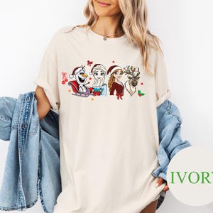 Disney Frozen Christmas Shirt Comfort Colors – Holiday Elsa Anna Olaf Reindeer Tee