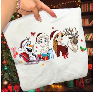 Disney Frozen Christmas Shirt Comfort Colors – Holiday Elsa Anna Olaf Reindeer Tee