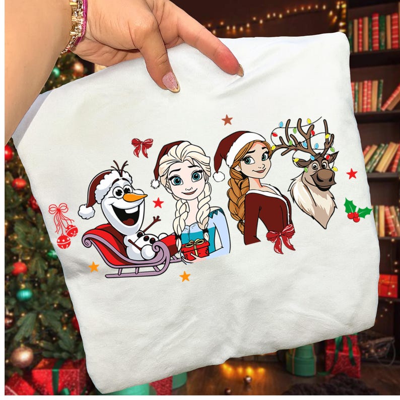 Disney Frozen Christmas Shirt Comfort Colors – Holiday Elsa Anna Olaf Reindeer Tee