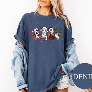 Disney Frozen Christmas Shirt Comfort Colors – Holiday Elsa Anna Olaf Reindeer Tee