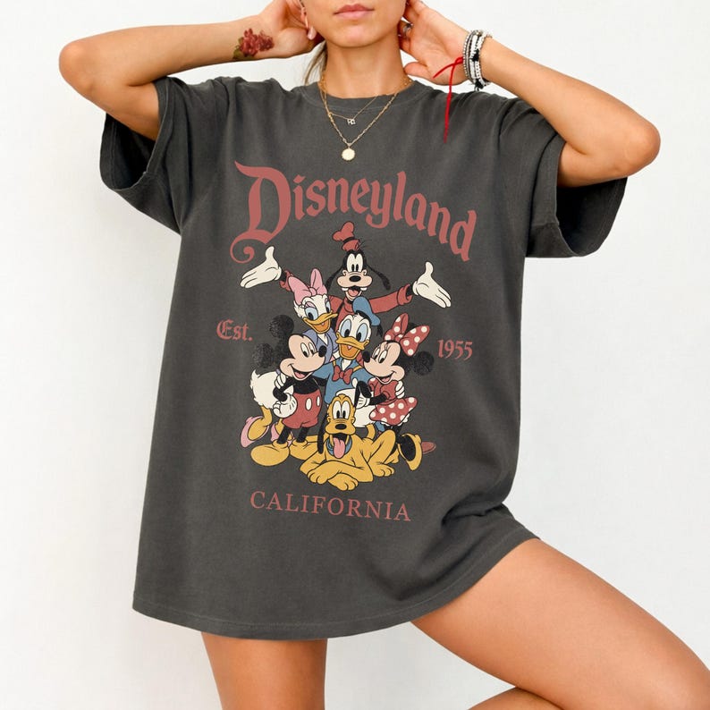Retro Disneyland California Shirt, Disneyland Est 1955 Tee, Vintage Mickey and Friends T-Shirt, Disney Family Trip Gift
