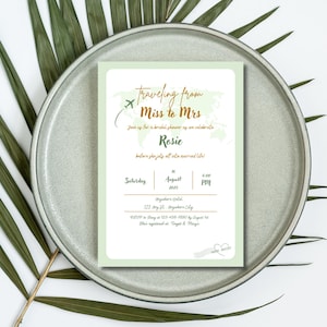 From Miss to Mrs Bridal Shower Invite, Travel-Themed Bridal Shower Invitation, Editable Printable Digital Canva Bridal Shower Template