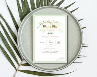 Travel Bridal Shower Invitation: Editable Canva Template (Digital Download)