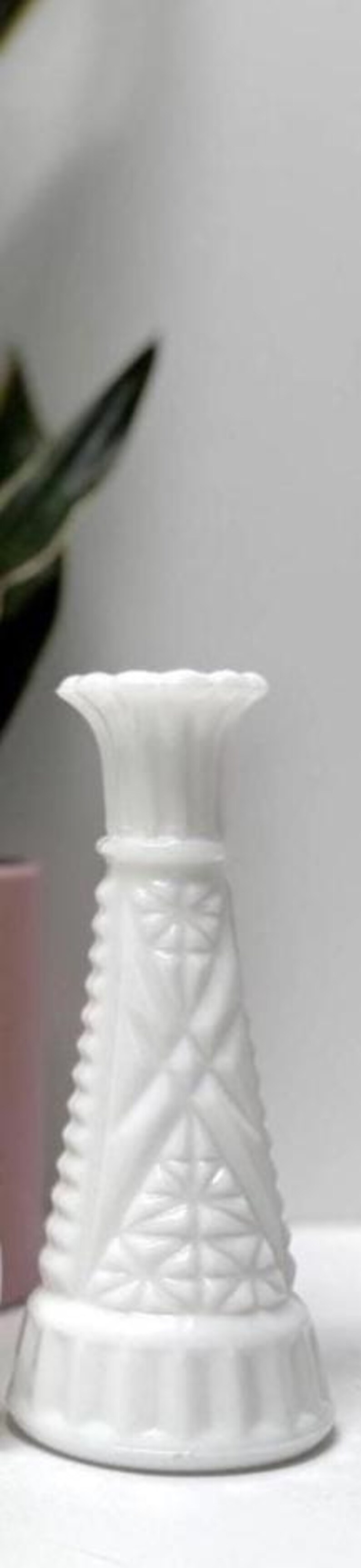 Set of 3 Mismatched Milk Glass Vases - Cottagecore Wedding Country Farmhouse - Wedding Decor Bud Vases image 7