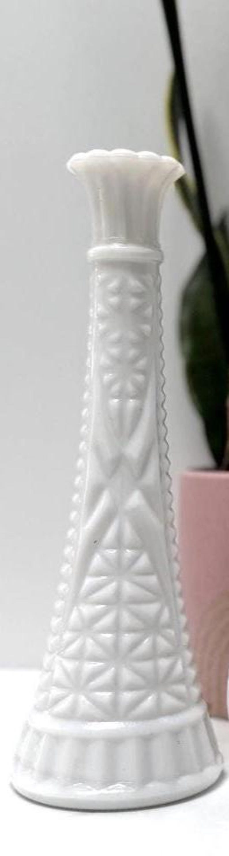 Set of 3 Mismatched Milk Glass Vases - Cottagecore Wedding Country Farmhouse - Wedding Decor Bud Vases image 5