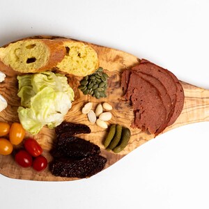 Handmade Olive Wood Charcuterie Board - Large Unique Wooden Cheese Platter - Oil Finish - 100% Natural, Sustainable and Fair Trade Wood