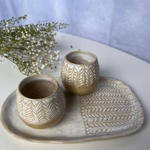 Handmade Ceramic Espresso Cup – Wheat Pattern