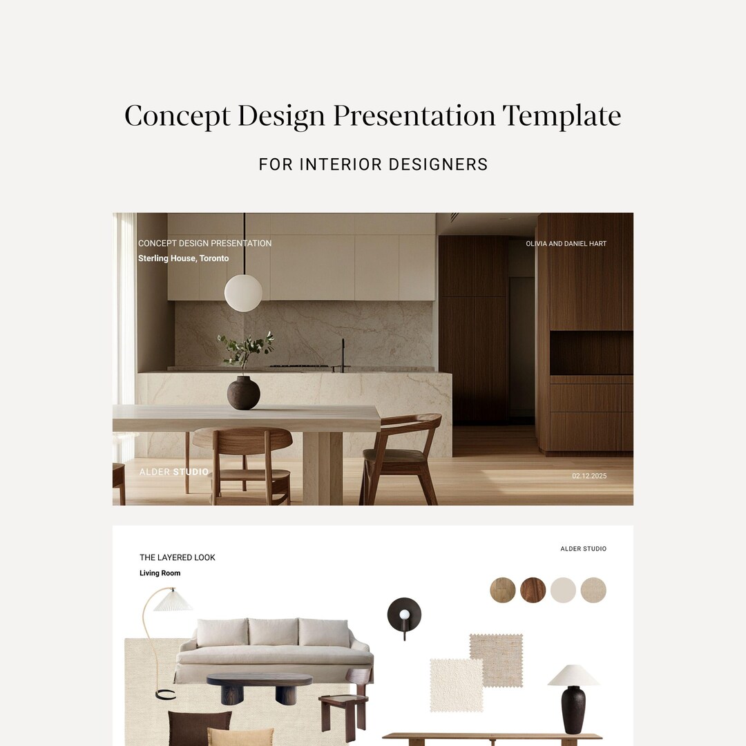 Interior Design Concept Presentation Canva Template With Mood, Material ...