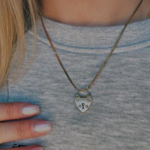 9K Victorian Heart Locket Solid Gold Charm with Padlock