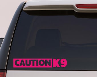 LET OP K9-sticker – waarschuwingssticker voor werkhonden voor voertuig of krat | Vetgedrukte vinyl sticker K9 handler | Niet aaien, patrouilleren, SAR, detectie