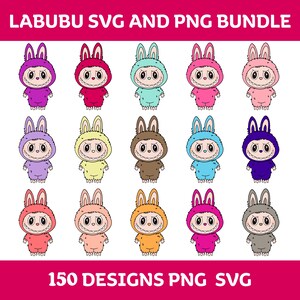 Labubu PNG SVG Bundle | Cute Labubu Clipart | Kawaii Labubu Digital Download | Labubu Stickers | Labubu SVG for Cricut | Labubu png