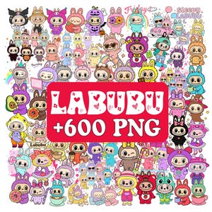 Labubu png, Labubu png clipart bundle, Kawaii cute digital stickers, +600 Labubu Clipart Mega Bundle, Pastel Labubu Character Art, Labubu,