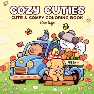 Coloring book, Cozy Cuties Coco Wyo Bold Easy Coloring Book, coloring book pdf, coco wyo