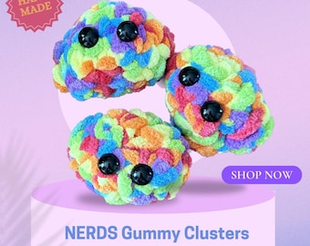 Handmade Crochet Nerds Gummy Cluster: Rainbow Candy Plush Toy