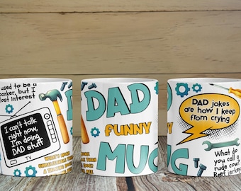 Funny DAD Jokes Coffee Mug, Fathers Day Ceramic Cup, Dad Birthday Gift, New Dad Present, Papa 11oz Or 15oz Mug