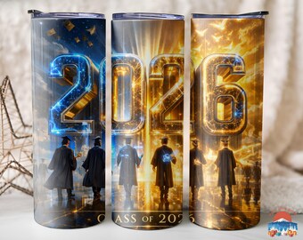 Class of 2026 Graduation Stainless Tumbler, Senior Year Skinny Cup with Straw, College High School Grad Gifts Drinkware