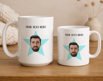 Custom Head Mug, Personalized Coffee Cup with Your Face, Funny Photo Gift Idea for Friends Family or Coworkers, Unique Mug Drinkware
