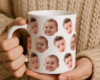 Taza personalizada con foto y cara, con envoltura completa, personalizada con la cara de un perro o un ser querido, regalo divertido para la familia. Taza de café.
