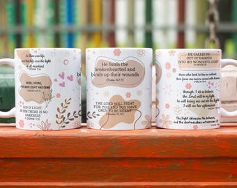 Faith Bible Verse Quote Mug, Inspirational Christian Drinkware, Daily Devotional Coffee Cup