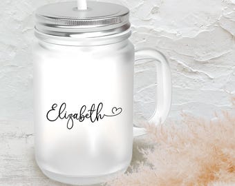 Custom Name Mason Jar, Personalized Design with Full Date, Romantic Wedding or Anniversary Gift, Meaningful Love Keepsake for Couples