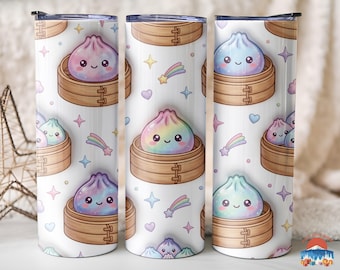 Kawaii Dumpling Tumbler, Galaxy Bao Stainless Steel Coffee Cup, Rainbow Dim Sum Foodie Gift