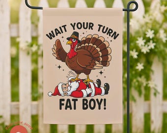 Funny Turkey Santa Garden Flag, Thanksgiving Christmas Humor
