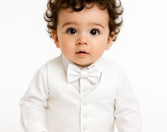 Baby Boy Cream Suit Set, Christening Outfit, Baptism Tuxedo, Ring Bearer Clothes