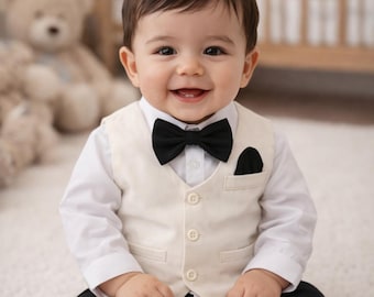 Abito per battesimo neonato, abito da battesimo con gilet avorio, abito formale per neonato, abiti per battesimo, set per occasioni speciali per neonato