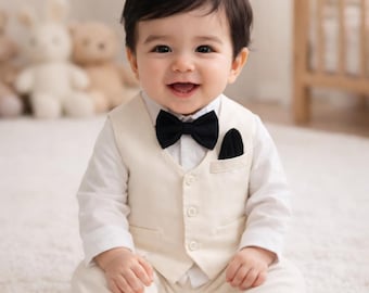 Vestito per battesimo per neonato, completo per battesimo, vestito per neonato color avorio, abiti formali per battesimo