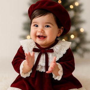 Burgundy Dress 0 3 Months - Etsy