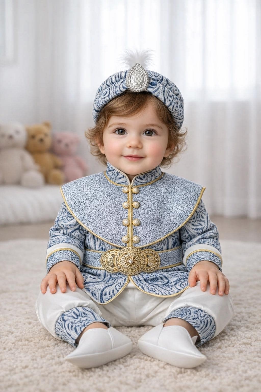 Ottoman Prince Baby Outfit, Turkish Sunnet Costume, Handmade Cotton