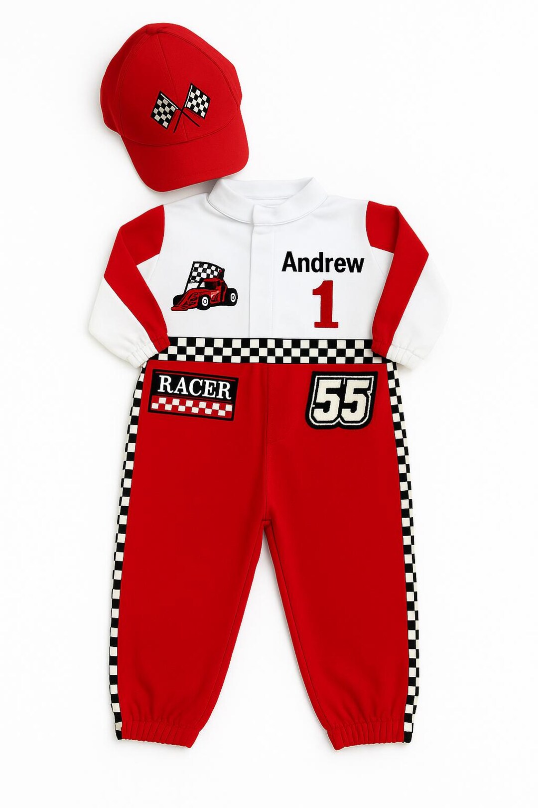 Baby Racer Style Personalized Race Car Baby Outfit, Racing Romper With Hat, Photo Prop ...
